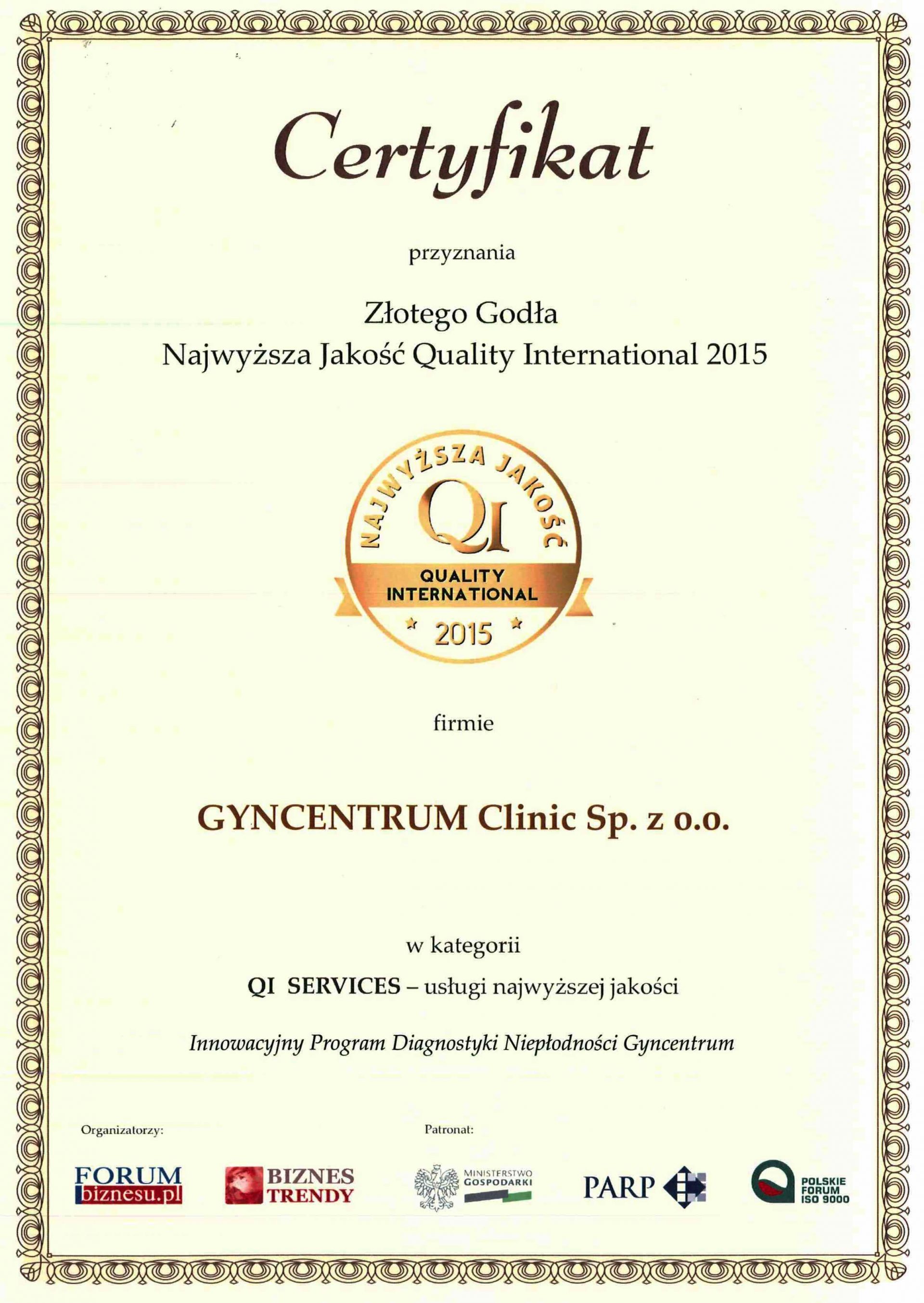 Certyfikaty jakości certyfikat qi 2015 1 Certyfikaty jakości